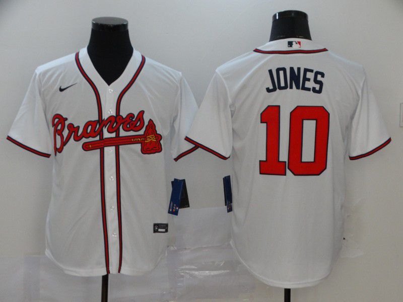 Men Atlanta Braves #10 Jones White Nike Game MLB Jerseys